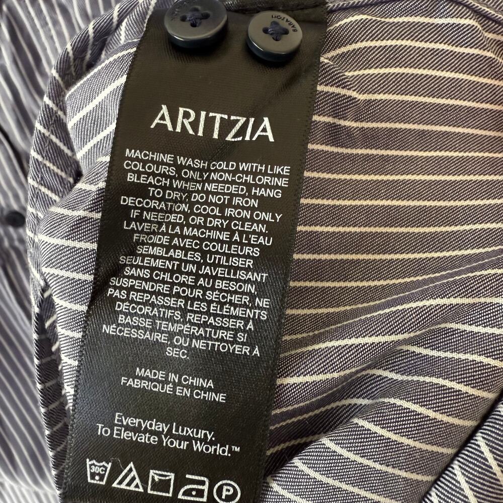 Babaton Aritzia striped button-down shirt blue white pinstripe pattern. Size XL - Picture 7 of 12